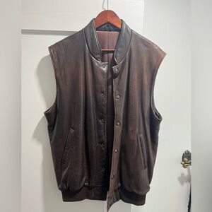 Mens Vintage Leather Roots Vest